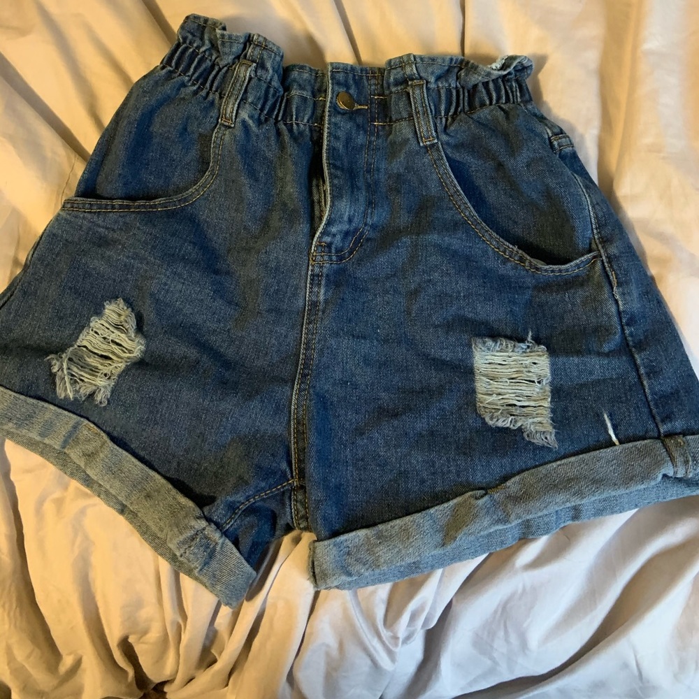 Denim Shorts, cinched waist